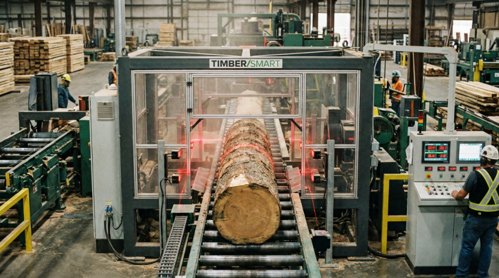 laserowe trasowanie linii ciecia drewna